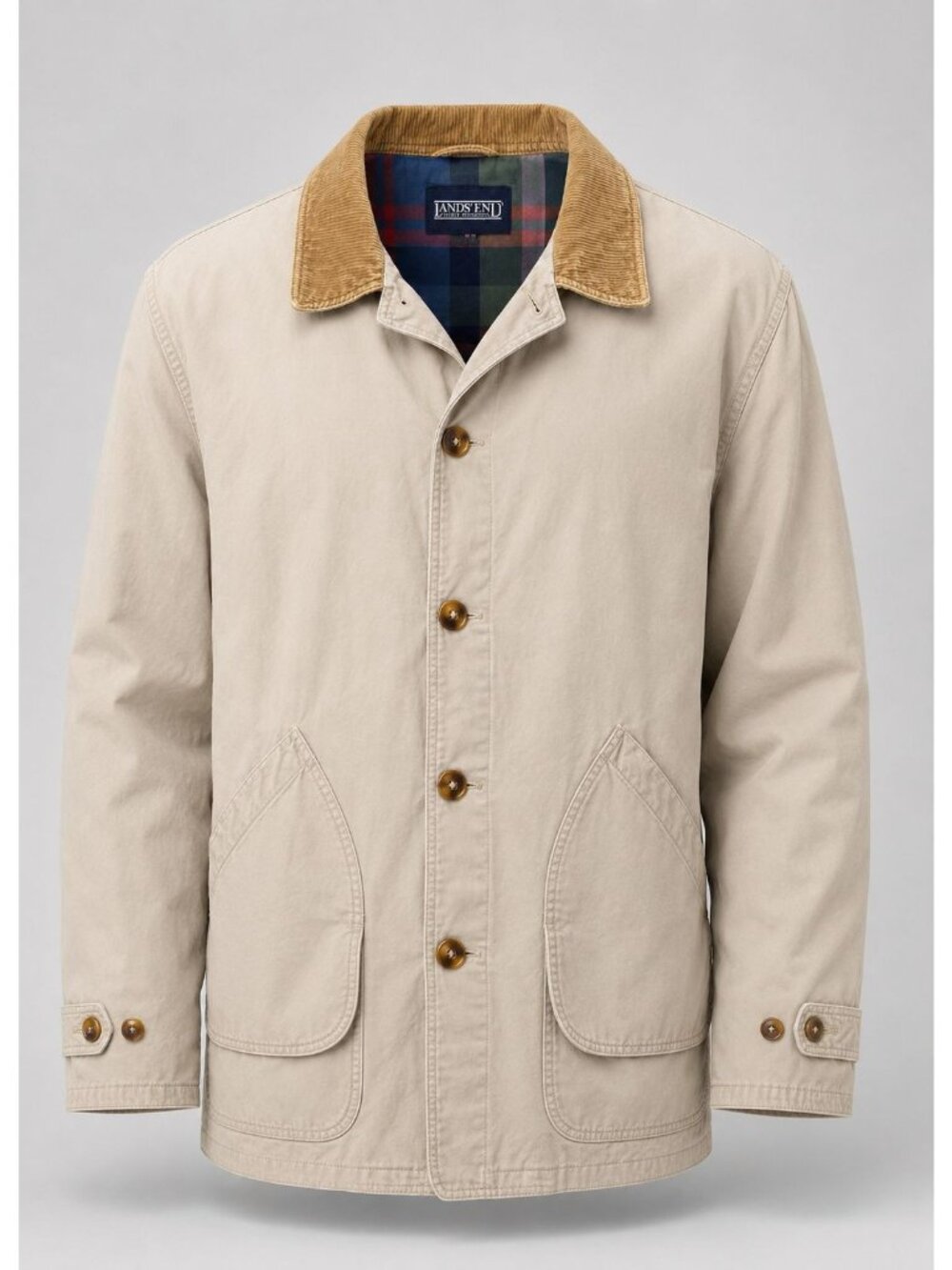 Lands End Mens XL Tall Canvas Barn Coat Flannel Lined Chore Jacket Workwear XLT